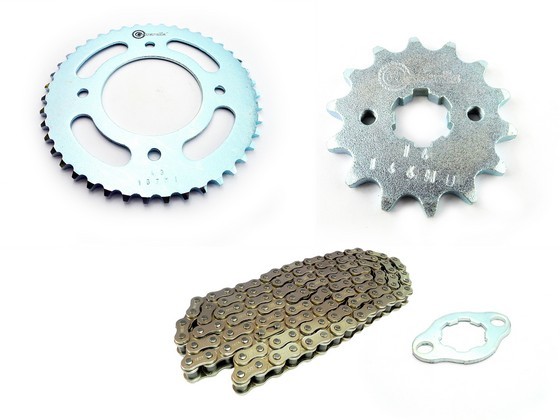 KIT CAJA CADENA - CBF 125 4 HUECOS (PT43C-PD14C-420--120-C) NIQUELADA CASSARELLA