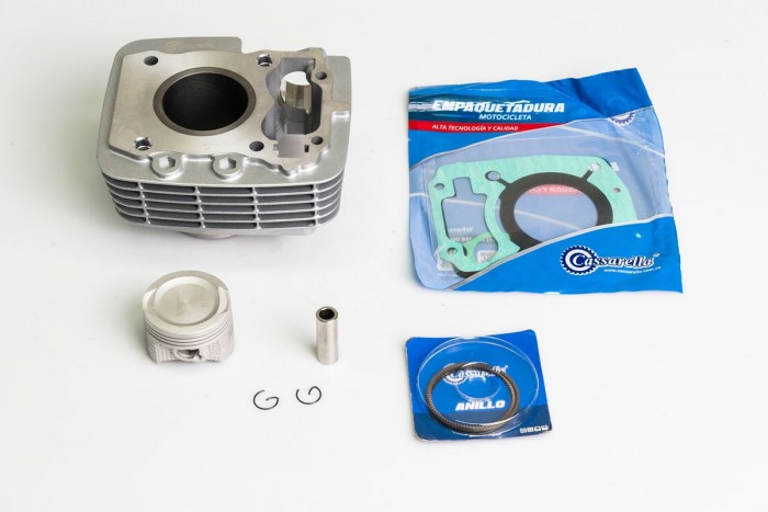 KIT CILINDRO COMPLETO CON PISTON CASSARELLA CBF125/XR125-BRIO/XR125L/MRX125 BULON 13MM PISTON 52,4MM PLATA  (490C)