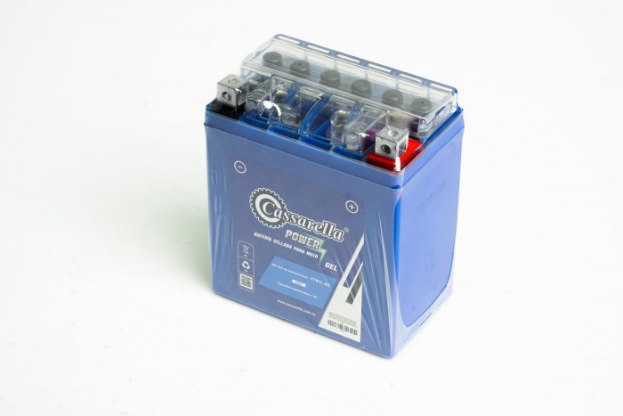 BATERIA CASSARELLA GEL YTX7L-BS HONDA: CBR 250, XR 250 T, CB190R, XRE 300, DIO 110 STD SUZUKI: DR200 YAMAHA: FZ 250, XTZ250, YBR250  BENELLI: 180S, TRK 251, Leoncino 250 AKT: AK150/180/200TTR, (405)