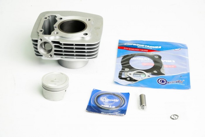 KIT CILINDRO COMPLETO CON PISTON CASSARELLA DR150 BULON 14MM PISTON 57.3MM PLATA (490C)