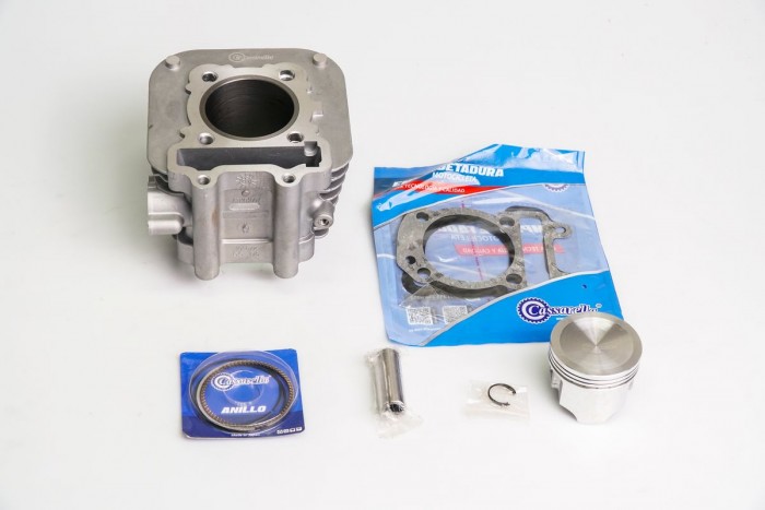 KIT CILINDRO COMPLETO CON PISTON CASSARELLA RE 4S|RE205D BULON 17MM PISTON 61MM PLATA