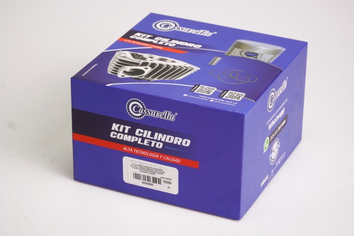 KIT CILINDRO COMPLETO CON PISTON CASSARELLA AKT125SL/125NKD/125SPORT/125TT/CG125 BULON 15MM PISTON 56,5MM NEGRO (490C)