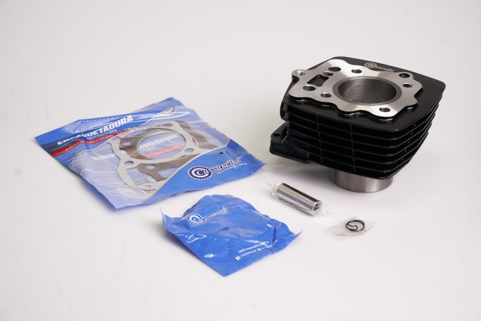 KIT CILINDRO COMPLETO CON PISTON CASSARELLA AKT125SL/125NKD/125SPORT/125TT/CG125 BULON 15MM PISTON 56,5MM NEGRO (490C)