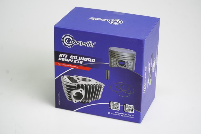 KIT CILINDRO COMPLETO CON PISTON CASSARELLA AKT125SL/125NKD/125SPORT/125TT/CG125 BULON 15MM PISTON 56,5MM PLATA (490C)