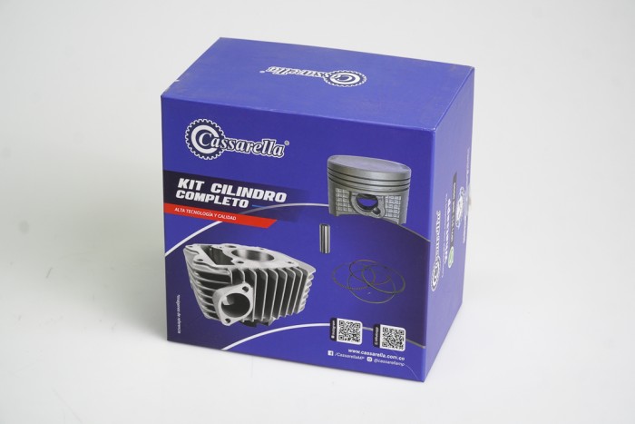 KIT CILINDRO COMPLETO CON PISTON CASSARELLA BOXER-TEC/BM-100CLASSIC/BOXER-CT/PLATINO100 BULON 13MM PISTON 53MM NEGRO  (490C)