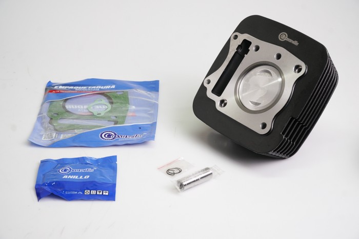 KIT CILINDRO COMPLETO CON PISTON CASSARELLA TVS RTR160-2V BULON 15MM PISTON 62MM NEGRO (490C)