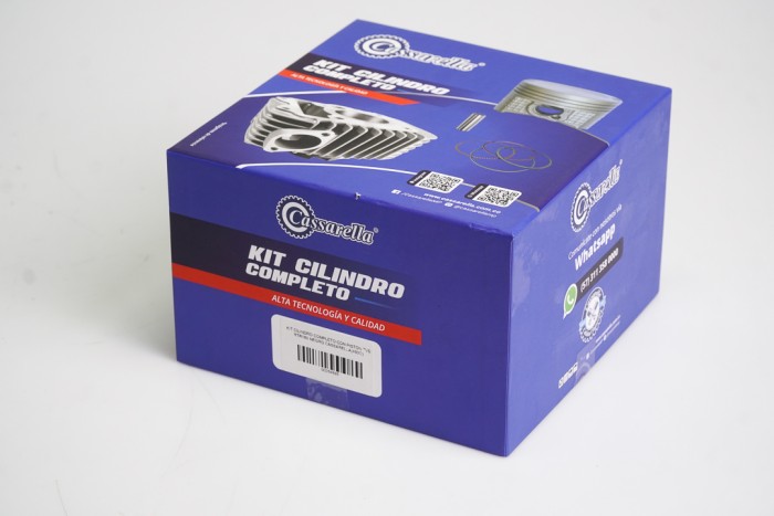 KIT CILINDRO COMPLETO CON PISTON CASSARELLA TVS RTR180 BULON 15MM PISTON 62,5MM NEGRO (490C)