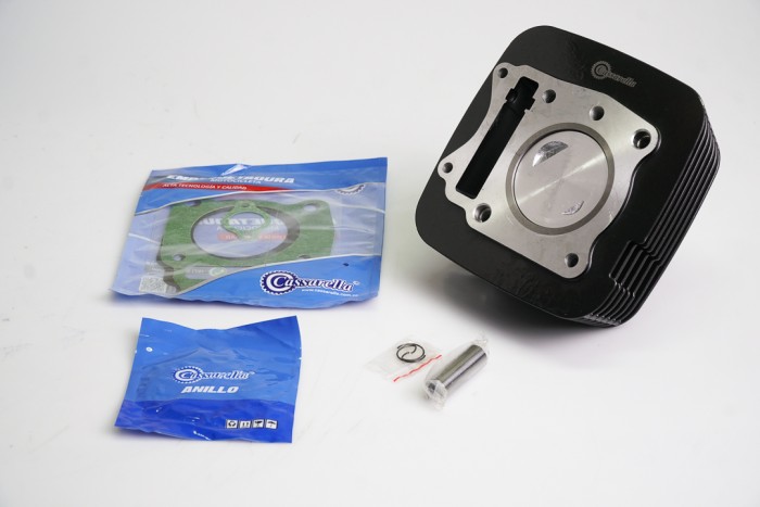 KIT CILINDRO COMPLETO CON PISTON CASSARELLA TVS RTR180 BULON 15MM PISTON 62,5MM NEGRO (490C)