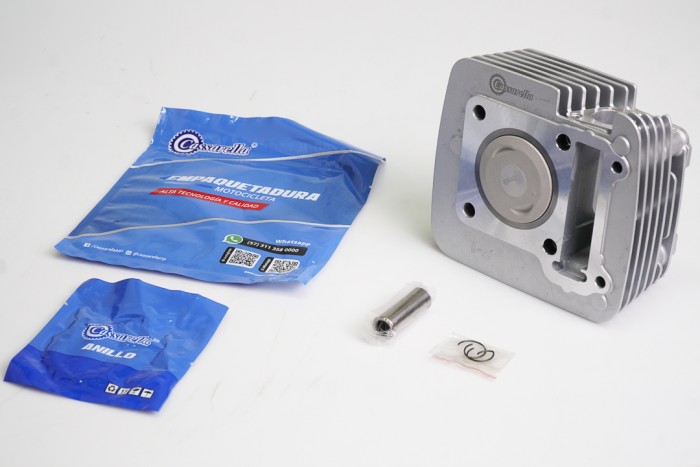 KIT CILINDRO COMPLETO CON PISTON CASSARELLA LIBERO125/XTZ125/YBR125 BULON 15MM PISTON 54MM PLATA (490C)