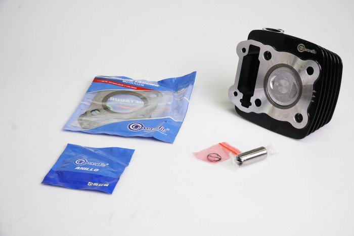 KIT CILINDRO COMPLETO CON PISTON CASSARELLA DISCOVER125-THIN BULON 17MM PISTON 57MM NEGRO (490C)