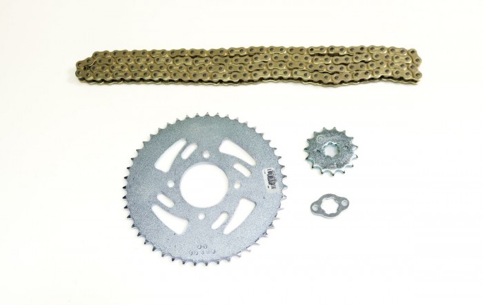 KIT CAJA CADENA - V-STROM 160 4 HUECOS (PT47C-PD15C-428-H-136-C) DORADA CASSARELLA