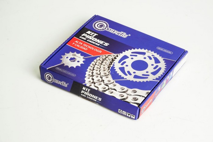 KIT CAJA CADENA - BOXER PLATINO 110 4 HUECOS (PT42C-PD14C-420--120C) NIQUELADA CASSARELLA