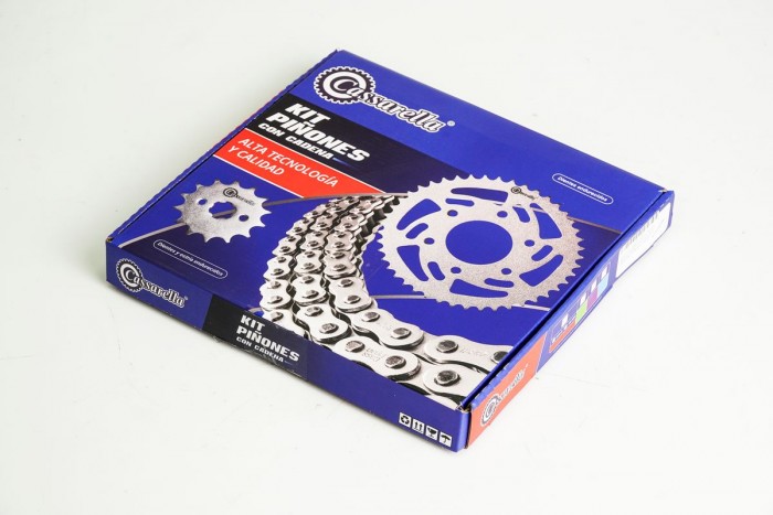 KIT CAJA CADENA - KLX S 250 CON MANZANA 6 HUECOS (PT42C-PD14C-520-H-120C) DORADA CASSARELLA