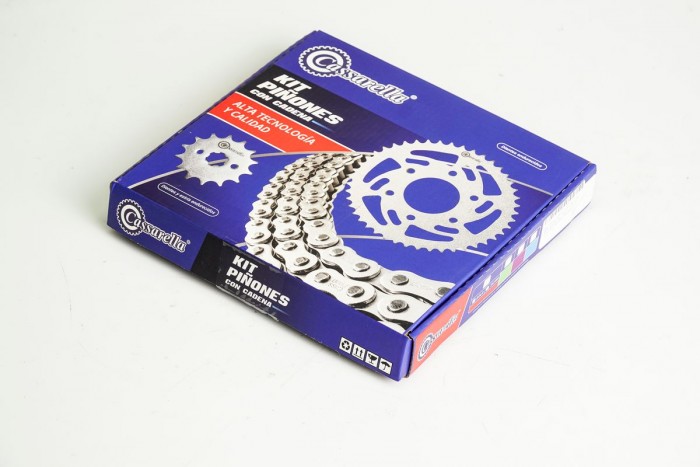 KIT CAJA CADENA - CB1 PRO 125 4 HUECOS (PT44C - PD14C - 428 - H - 122C) NIQUELADA CASSARELLA
