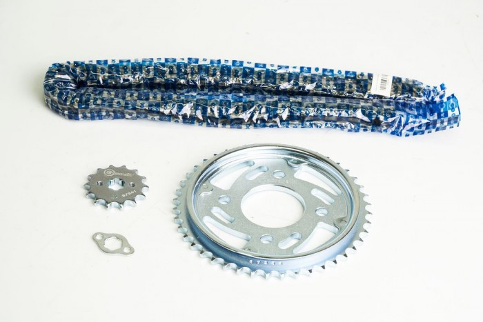 KIT CAJA CADENA - CB1 PRO 125 4 HUECOS (PT44C - PD14C - 428 - H - 122C) NIQUELADA CASSARELLA