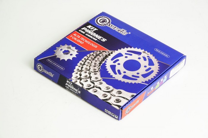 KIT CAJA CADENA - DUKE MODELO NUEVO 390 6 HUECOS (PT45C-PD15C- 520- H-120C)  NIQUELADA CASSARELLA