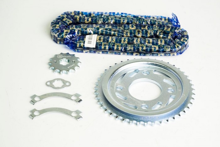 KIT CAJA CADENA - CB INVICTA 150 4 HUECOS (PT43-PD14C-428H-132-C) DORADA CASSARELLA