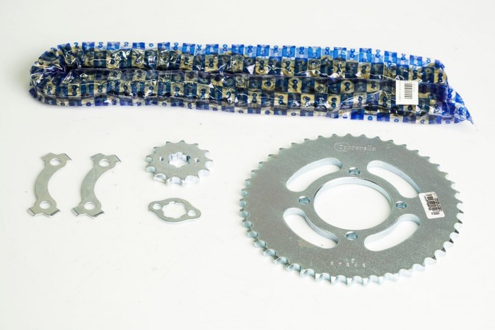 KIT CAJA CADENA - YD LIBERO 125 4 HUECOS (PT45C 4H-PD13C 2H-428H-120-C) DORADA CASSARELLA