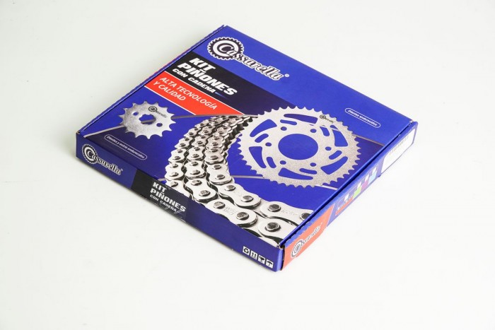 KIT CAJA CADENA - APACHE 200  4 HUECOS (PT45C-PD13C-520-H-120-C) NIQUELADA CASSARELLA