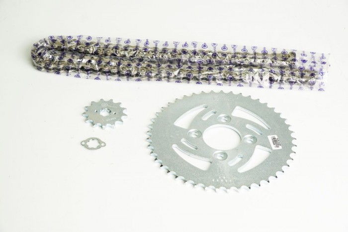 KIT CAJA CADENA - APACHE 200  4 HUECOS (PT45C-PD13C-520-H-120-C) NIQUELADA CASSARELLA