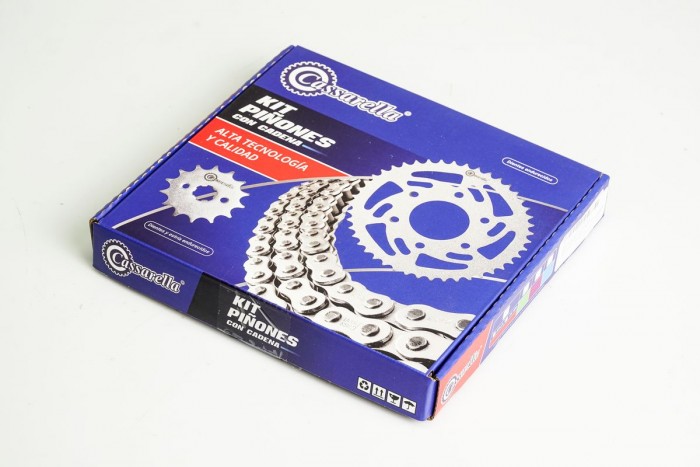 KIT CAJA CADENA - XTZ 250 6 HUECOS (PT40C-PD13C-520-H-112-C) NIQUELADA CASSARELLA