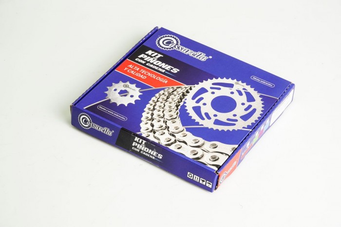 KIT CAJA CADENA - APACHE 180 4 HUECOS (PT46C-PD14C-428-H-132-C) NIQUELADA CASSARELLA