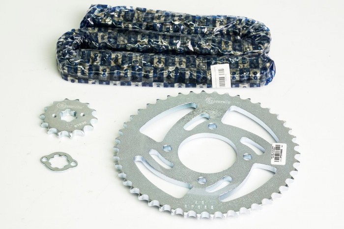 KIT CAJA CADENA - APACHE 180 4 HUECOS (PT46C-PD14C-428-H-132-C) NIQUELADA CASSARELLA