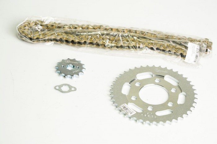 KIT CAJA CADENA - CITY 100 6 HUECOS (PT41C-PD14C PASO 428 -H- 132) DORADA CASSARELLA