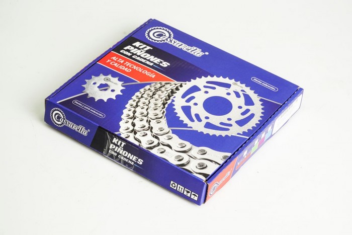 KIT CAJA CADENA - APACHE 160 4 HUECOS (PT44C-PD13C-428-H-132-C) DORADA O´RING CASSARELLA