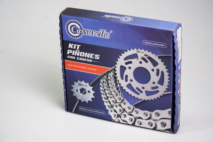 KIT CAJA CADENA - DR 200 6 HUECOS (PT45C-PD15C - CAUCHO - 520-H-112-C) DORADA CASSARELLA