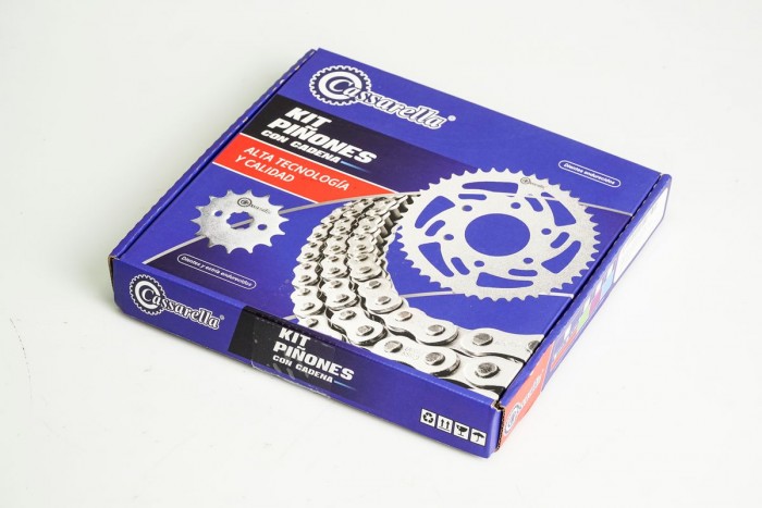 KIT CAJA CADENA - XR 250 TORNADO  6 HUECOS (PT39C-PD13C-520-H-110-C) NIQUELADA CASSARELLA