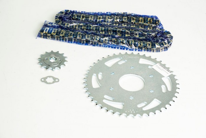 KIT CAJA CADENA - DUKE 200 6 HUECOS (PT45C-PD14C-520-H-120-C) DORADA O'RING CASSARELLA