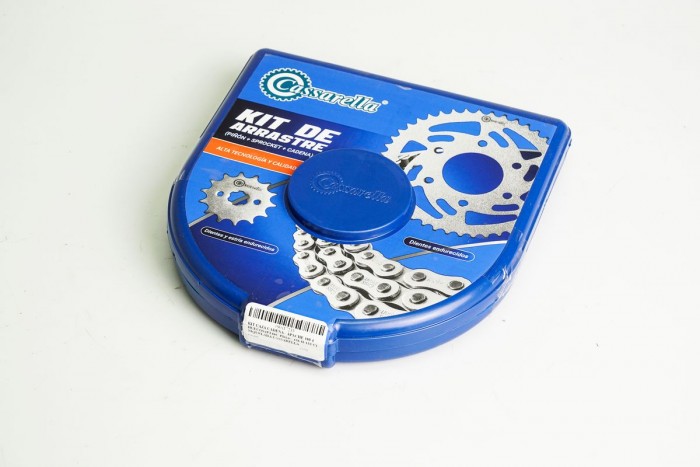 KIT CAJA CADENA - APACHE 180 4 HUECOS (PT46C-PD14C-428-H-132-C)  NIQUELADA CASSARELLA