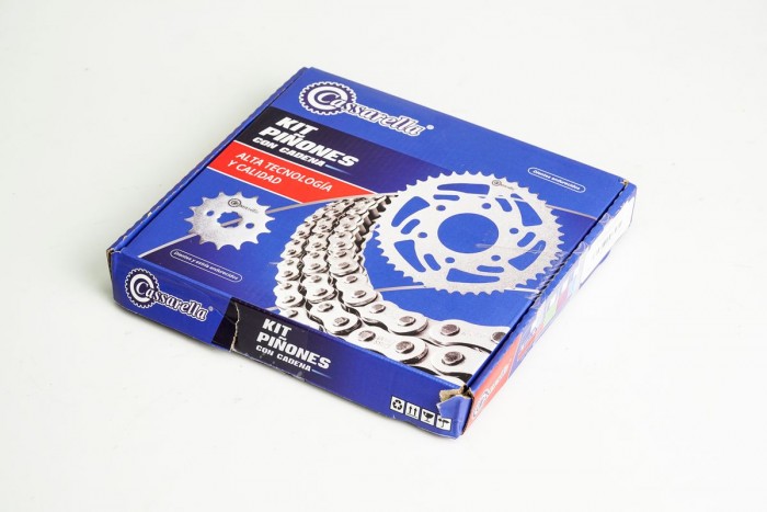 KIT CAJA CADENA - XTZ 150 6 HUECOS (PT45C-PD14C-428-H-124-C) DORADA O`RING CASSARELLA