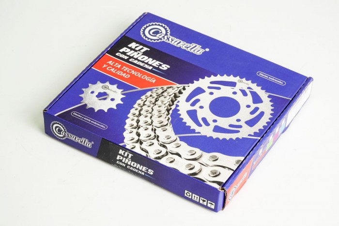 KIT CAJA CADENA - BOXER BM ES/KS 100 4 HUECOS (PT43C-PD14C-428-H-124-C) NIQUELADA CASSARELLA