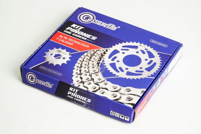 KIT CAJA CADENA - BOXER PLATINO 100 4 HUECOS (PT42C-PD14C-428-H-122-C) DORADA CASSARELLA