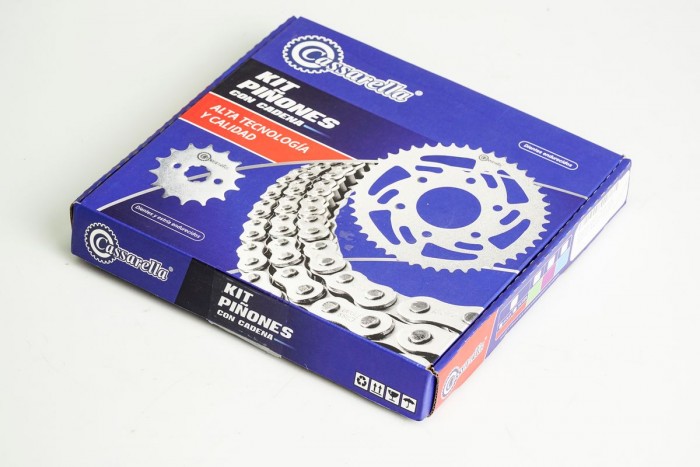 KIT CAJA CADENA - CB E POWER SPORT 125 4 HUECOS (PT42C-PD14C-428-H-124-C) DORADA CASSARELLA