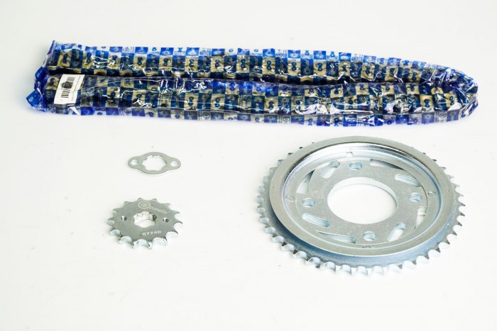 KIT CAJA CADENA - CB E POWER SPORT 125 4 HUECOS (PT42C-PD14C-428-H-124-C) DORADA CASSARELLA