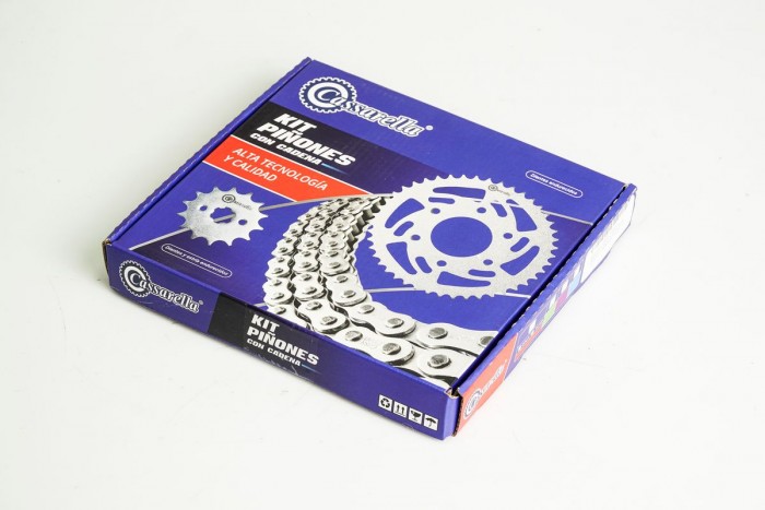 KIT CAJA CADENA - YZF R15 MODELO 2 6 HUECOS (PT47C-PD15C-428-H-132-C) DORADA CASSARELLA