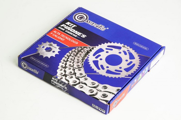 KIT CAJA CADENA - XR BRIO 125 6 HUECOS (PT54C-PD16C-428-H-132-C) NIQUELADA CASSARELLA