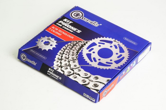 KIT CAJA CADENA - AKT TTR 125/150 6 HUECOS (PT42C-PD13C-520-H-112-C) NIQUELADA CASSARELLA