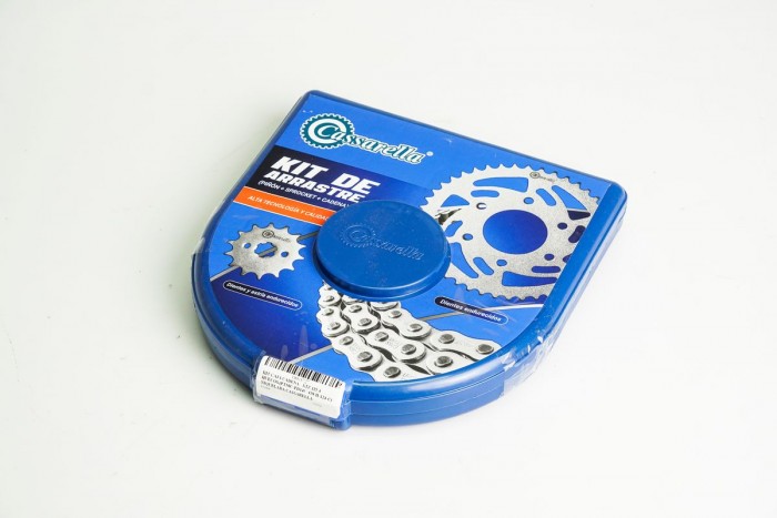 KIT CAJA CADENA - XTZ 125 4 HUECOS (PT50C-PD14C-428-H-124-C) NIQUELADA CASSARELLA