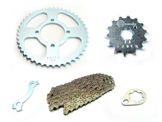 KIT CAJA CADENA - YD LIBERO 125 4 HUECOS (PT45C-PD14C-428-H-120-C) NIQUELADA CASSARELLA