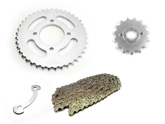 KIT CAJA CADENA - AKT EVO NE 150 4 HUECOS (PT41C-PD15C-CA428-H-120-C) NIQUELADA CASSARELLA