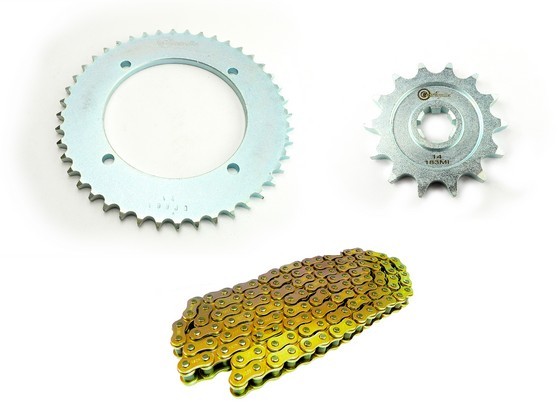 KIT CAJA CADENA - KLX 150 4 HUECOS (PT44C-PD14C-428-H-132-C) DORADA CASSARELLA