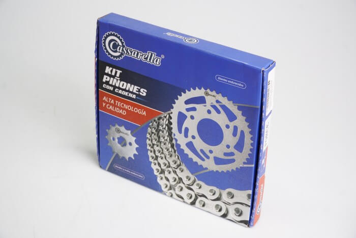 KIT CAJA CADENA - XTZ 125 FORCE 4 HUECOS (PT54C-PD13C-428-H-132-C) DORADA CASSARELLA