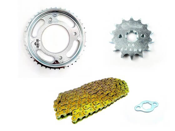 KIT CAJA CADENA - CB 110 4 HUECOS (PT42C-PD14C-428-H-124-C) DORADA O´RING CASSARELLA