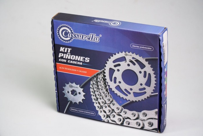 KIT CAJA CADENA - DR 150 6 HUECOS (PT50C-PD17C-428-H-132C) DORADA O´RING CASSARELLA