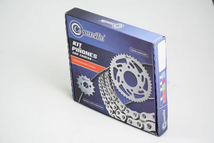 KIT CAJA CADENA - YCZ 110 4 HUECOS PASO 420 (PT42C-PD14C-420--120-C) DORADA CASSARELLA