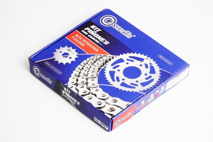 KIT CAJA CADENA - MRX 150 MOD. 2021  CONCAVO 4 HUECOS PASO 428 (PT50C-PD15C-428-H-132-C)DORADA CASSARELLA